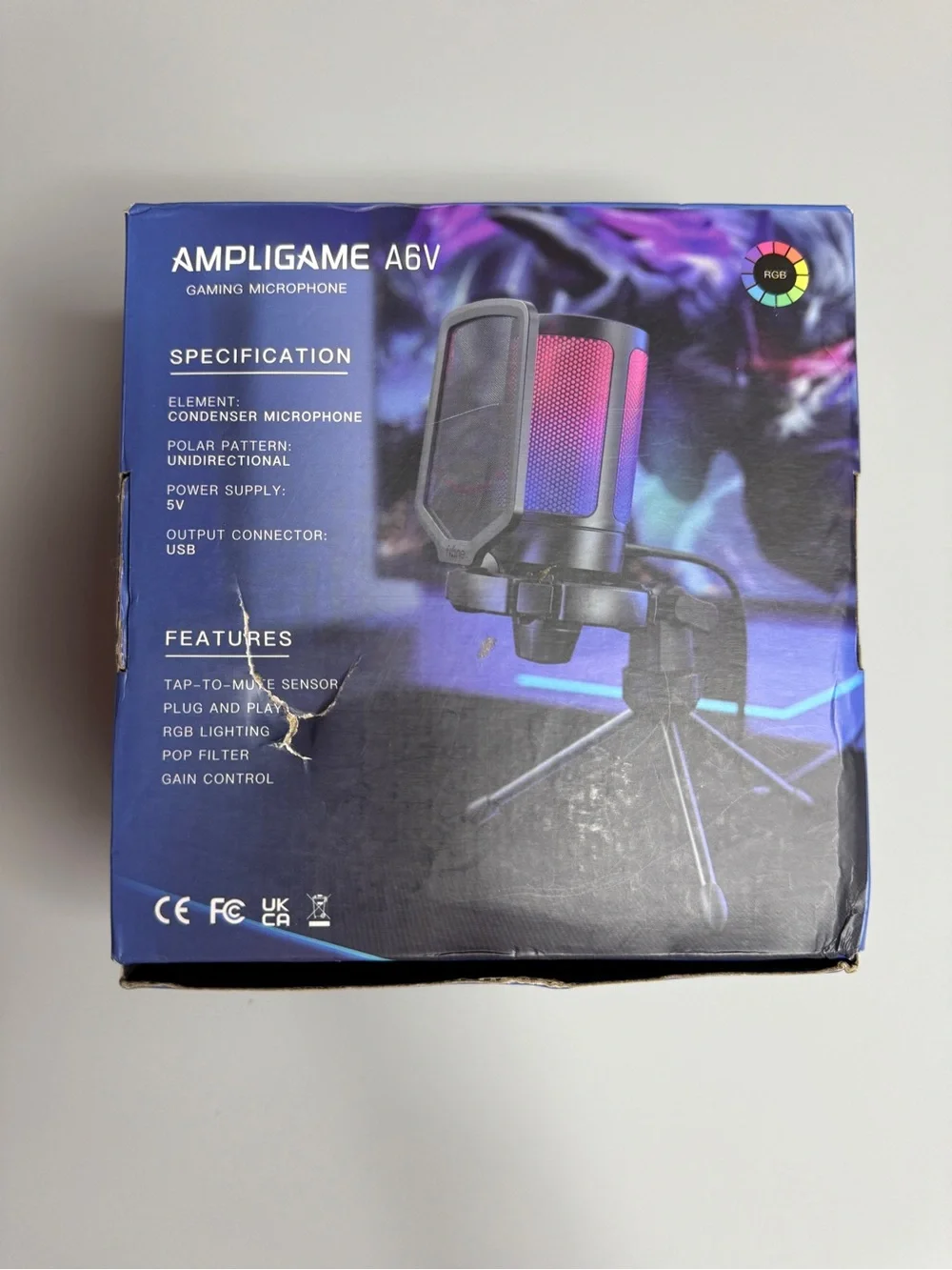 A6V RGB Gaming Microphone - Black/Purple